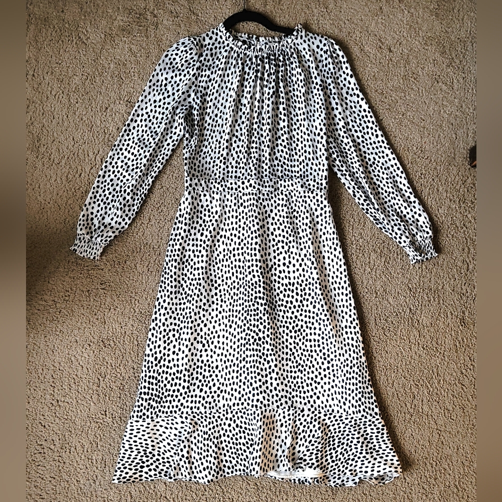 J. Crew Factory Ruffle Neck Peasant Midi Dress